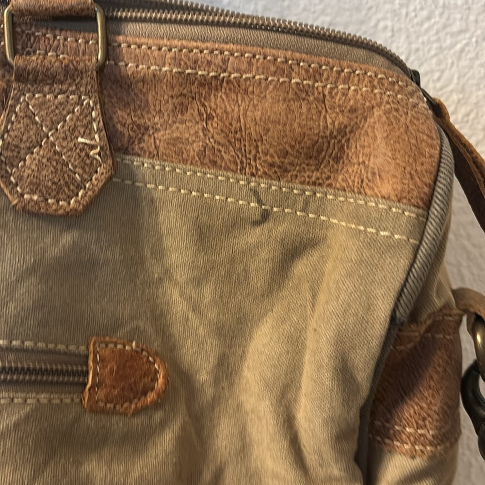 Myra Bag Tan and Brown Messenger Bag with Adjustable Strap - Picture 4 of 6